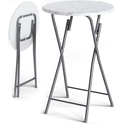 Casaria® Stehtisch Klappbar 110cm Hoch Rund Ø 60cm Outdoor Holz Stabil Garten Bistrotisch Bartisch Biertisch Partytisch Esstisch Klapptisch Tisch Weiß