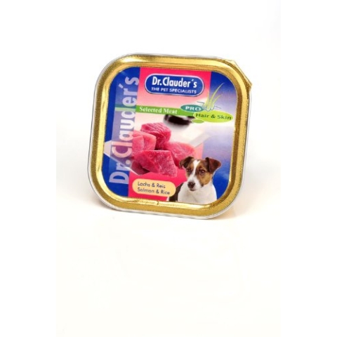 Dr.Clauder´s Nassfutter HAIR & SKINS Lachs & Reis 100g Schale für Hunde
