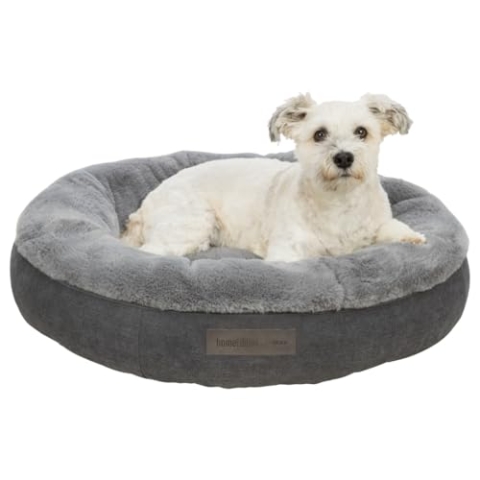 TRIXIE Hundebett Liano 60 × 50 cm in grau - weiches Hundekissen mit Schaumstoffflocken-Füllung - Hundekorb für mittelgroße Hunde - rutschfest und waschbar - 37980