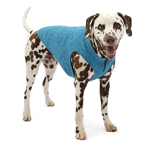 Kurgo Core Hunde-Pullover, Leichtes Fleece, Mit 2-Wege-Reißverschluss, Mit Hundegeschirr kompatibel, Größe M, Blau