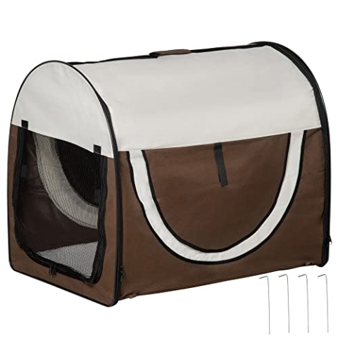 PawHut Hundebox faltbare Hundetransportbox Transportbox für Tier 2 Farben 5 Größen (XL (81x56x66 cm), kaffeebraun-creme)