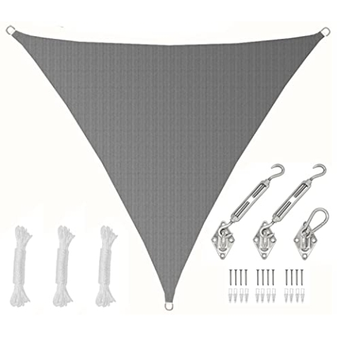AMANKA 3x3x3 UV Sonnensegel Dreieck Wasserdurchlässig - Sonnenschutz Terrassenüberdachung mit Befestigung - Sonnendach Dreieckig für Terrasse Balkon Wohnwagen Carport - Pool Segel Sichtschutz Garten