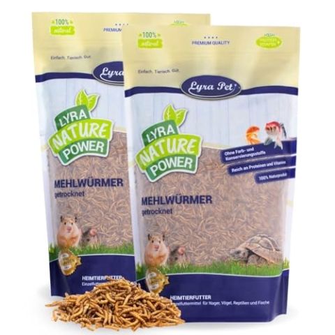 Lyra Pet® | 2 x 5 kg Mehlwürmer getrocknet | Proteinreiches Vogelfutter | Für Wildvögel, Nager, Reptilien & Fische | Nahrhaftes Futter | Energiespender für Insektenfresser | Vitamine & Mineralstoffe