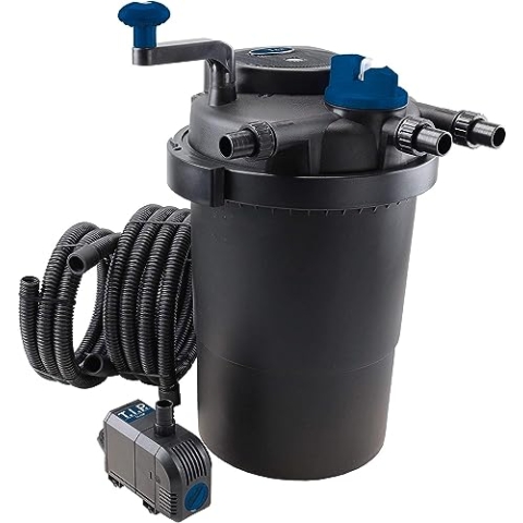 T.I.P. Teichfilter - Teichdruckfilter-Set (10.000 l Teichvolumen, 2.000 l/h Fördermenge, UV-C 11 W, int. Rückspülfunktion, inkl. Pumpe, UV-C Strahler, Schläuche, Filtermaterial) TFP 10000 UV 11, 30298