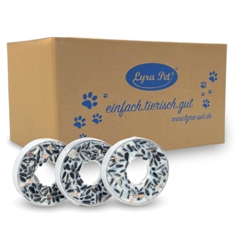 Lyra Pet® | 30 x 3 STK. Meisenringe | Mit Nährstoffreichen Saaten & Getreiden | Wertvoller Energielieferant für Wildvögel | Fettreiches Vogelfutter für Balkon & Terrasse | Ganzjähriges Fettfutter