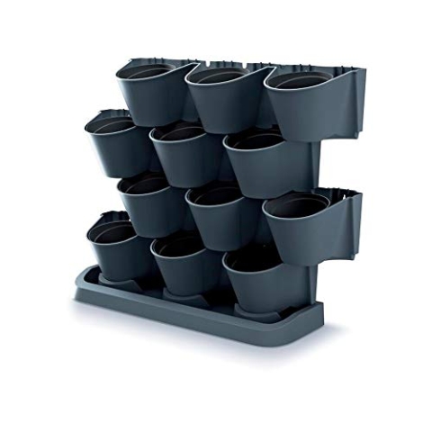 Vertikale Macetero Prosperplast Cascade Garden aus Kunststoff in Anthrazitfarbe 68,5 (Länge) x 19 (Breite) x 54,6 (hoch) cm