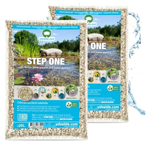vdvelde.com - Zeoliet Vijver - Step ONE - Filtersubstraat Bodembedekking Alternatief - 40 Liter - • 40 L dekt 0,5 m² ↥ 10 cm• Zware kwaliteit voor de Beste Filtering• Extra poreus: optimale planten