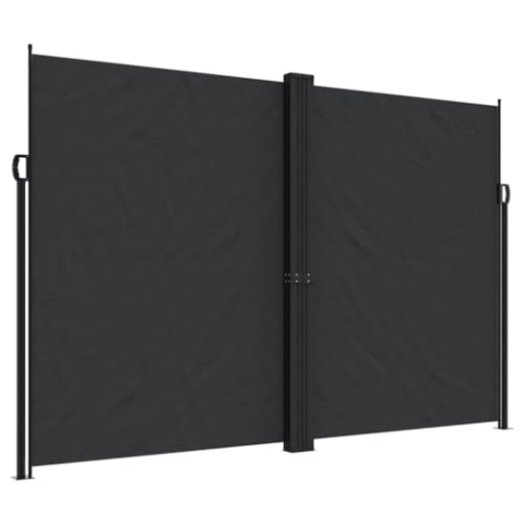 vidaXL Seitenmarkise Ausziehbar, Markise Wasserfest UV-Beständig, Sichtschutz Windschutz für Garten Terrasse Balkon, Sonnenschutz Zaun Trennwand, Schwarz