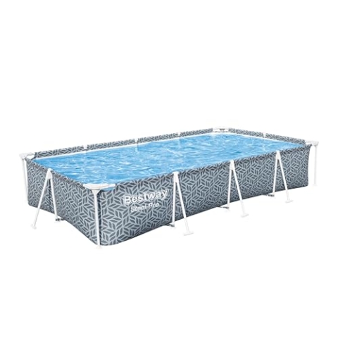Bestway Steel Pro Frame Pool ohne Pumpe 366 x 201 x 66 cm, Blattform-Design, eckig