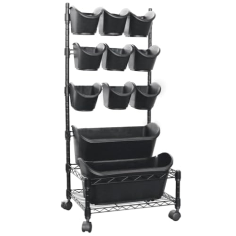 Nature Vertikale Garten-Pflanzwand Mobiles Set, Topf, Kräutertopf, Topfset, Töpfe, Kräutertöpfe, Schwarz, 44 x 32.5 x 97 cm, Outdoor