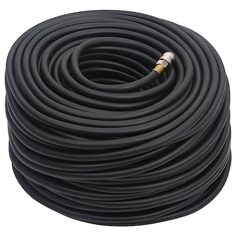 vidaXL Hybrid Luftschlauch, Druckluftschlauch für Kompressor, Schlauch mit BSPT-Schnellanschluss, Kompressorschlauch, Schwarz 0,6" 20m Gummi PVC