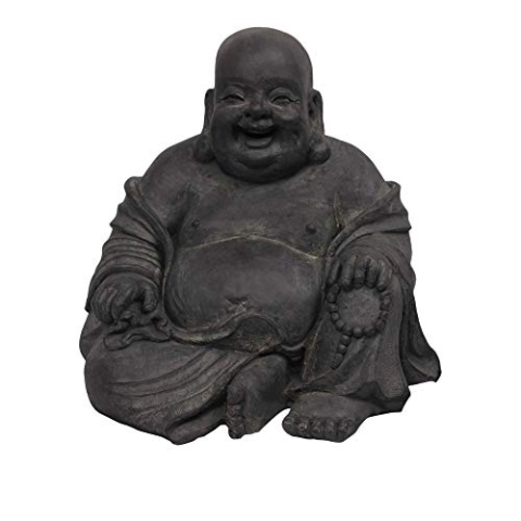 Figur Lachender Buddha sitzend - für Haus und Garten - Höhe 40 cm - schwarz