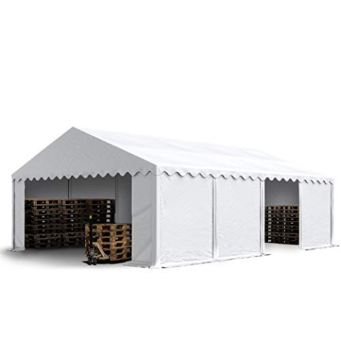 TOOLPORT Lagerzelt 5x8 m Zelthalle Unterstand Weidezelt PVC Plane 700 N wasserdicht in weiß