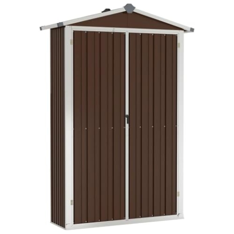 vidaXL Gerätehaus Ohne Boden Geräteschuppen Gartenhaus Geräteschrank Gartenschrank Schuppen Garten Braun 116x45x175cm Verzinkter Stahl