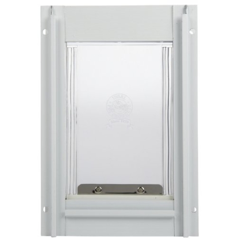 Ideal Pet Products Deluxe-Aluminium-Tür mit Teleskoprahmen, super groß, 38,1 x 50,8 cm, Klappengröße, Weiß