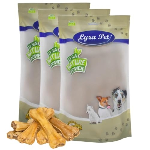 Lyra Pet® 30 STK. Kauknochen gefüllt mit Pansen ca. 15 cm | Naturbelassener Kausnack | Hundeknochen zur Zahnreinigung | Langer Kaugenuss aus Rinderhaut | Nährstoffreich | Fettarmer Kauartikel