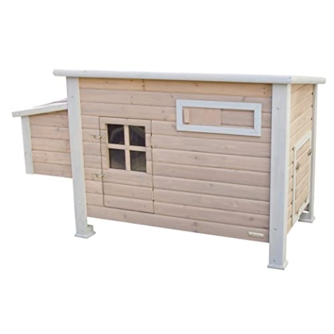 Kerbl Hühnerstall Emma (Maße 146x74x85 cm, mit Schiebefenster für Luftzirkulation, Stall mit 2 Legenester + Sitzstangen, aus Holz) 81702