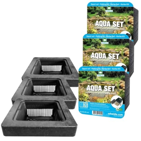 vdvelde.com - Drijfring - 25 cm + Aqua Set - 3 stuks - • 3 stuks• Afmeting: Ring 25cm, mand 19cm• Drijfeiland Set voor 1-4 planten• Excl. planten