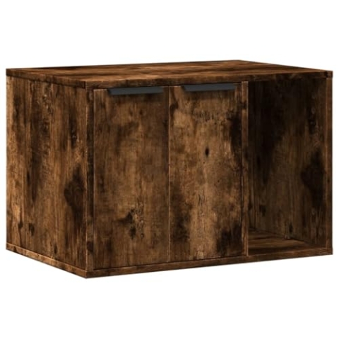 vidaXL Katzenklo Schrank, Katzenschrank Katzentoilette, Beistelltisch Katzenhaus, Katzenmöbel Verstecktes Design, Räuchereiche Holzwerkstoff