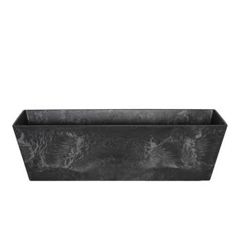 Artstone Pflanzgefäß Balkonkasten Ella, frostbeständig und leichtgewichtig, Schwarz, 74x17x17cm