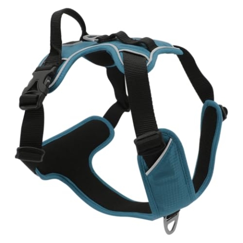 JACK AND VANILLA, Bequemes und sicheres Hundegeschirr, individuelle Passform, modernes und attraktives Design, ideal für Spaziergänge, Größe L, Blaue Farbe, Expeditionsmodell