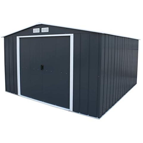 Duramax ECO 10 x 12 (11.03 m²) Metallgerätehaus, feuerverzinktes Metall gerätehaus - Geräteschuppen, verstärkte Dachkonstruktion, wartungsfreier und wetterfester Metallschuppen, Anthrazit