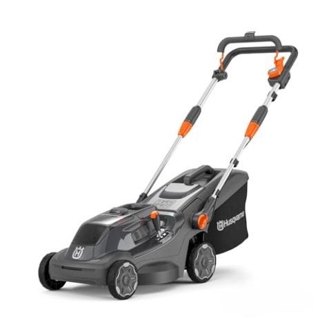 Husqvarna Akku Rasenmäher Aspire LC34-P4A inkl. Akku 18V und Ladegerät, für 500 m² Rasenfläche I Elektro Rasenmäher (30 l Fangkorb, 34 cm Schnittbreite, kompakt und faltbar)