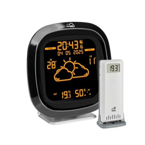 TFA Dostmann WLAN Design Wetterstation TFA.me ID-04, 35.8102, Profi-Wettervorhersage durch wetter.com 4 Tage, inkl Funk Außensender, versch. Displayfarben, Online Portal, inkl Warnfunktion, schwarz