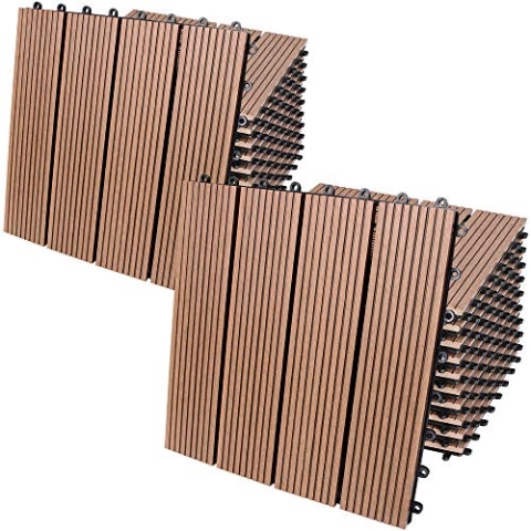Casaria® WPC Fliesen 30x30cm 22er Set 2m² Stecksystem Drainage Zuschneidbar Terrasse Balkon Garten klick Klassik Terrakotta