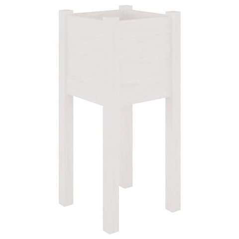 vidaXL 2X Massivholz Kiefer Pflanzkübel Hochbeet Pflanzbeet Gemüsebeet Pflanzkasten Blumenbeet Blumenkasten Blumenkübel Frühbeet Weiß 31x31x70cm