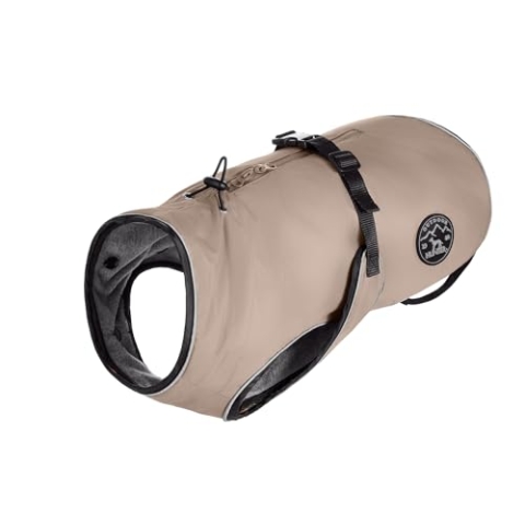 HUNTER Hundemantel UPPSALA 75, Farbe: taupe, 2in1 Design mit herausknüpfbarem Innenfutter, wasserabweisend, reflektierende Paspeln, geschlossene Bauchseite, optimaler Sitz, Größe: 75