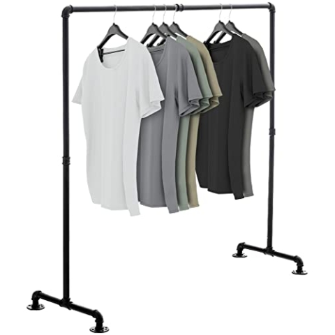 CLP Kleiderständer Jersey aus Metall im angesagten Industrial Design | Höhe ca. 150 cm | Breite 120-150 cm, Farbe:schwarz, Größe:150 cm