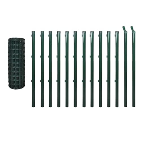 vidaXL Eurozaun-Set Maschendrahtzaun Gartenzaun Drahtzaun 25 x 0,8 m Stahl Grün