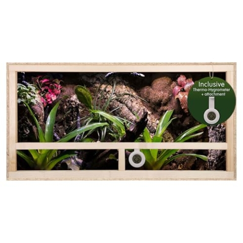 REPITERRA Terrarium für Reptilien & Amphibien, Holzterrarium mit Seitenbelüftung 100x50x40 cm