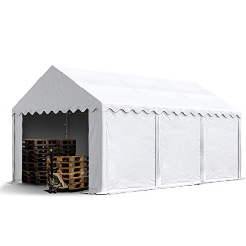 TOOLPORT Lagerzelt 4x6 m Zelthalle Unterstand Weidezelt PVC Plane 700 N wasserdicht in weiß