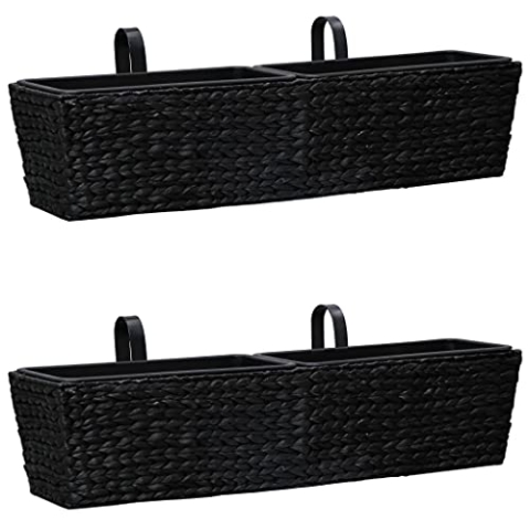 vidaXL 2X Blumenkasten Pflanzkübel Balkonkasten Pflanzkasten Blumentopf Blumenkübel Pflanzgefäß Garten Balkon Terrasse Stahl Wasserhyazinthe Schwarz
