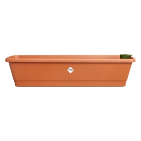 elho noa balkonkasten XL - Übertopf für Balkon mit Wasserreservoir - 100% Recyceltem Plastik - Braun/Terra