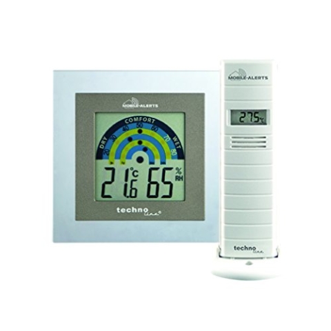 Technoline MA 10260 Zusatzsensoren -Set mit Raumklimastation für das Mobile Alerts System mit tranparenten Rahmen, 10 x 2 x 10 cm, weiß/grau, weiß,grau mit tranparenten Rahmen, 10x2x10 cm