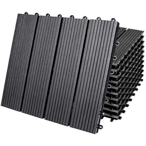 Casaria® WPC Fliesen 30x30 cm 11er Set 1m² Stecksystem Drainage Zuschneidbar Terrasse Balkon Garten klick Klassik Anthrazit