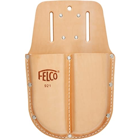 FELCO 921 Doppel-Etui (Tasche für Zwei Gartenscheren, aus Echtleder, Holster inkl. Schlaufe + Klammer zur Befestigung am Gürtel, Maße 25x16 cm)