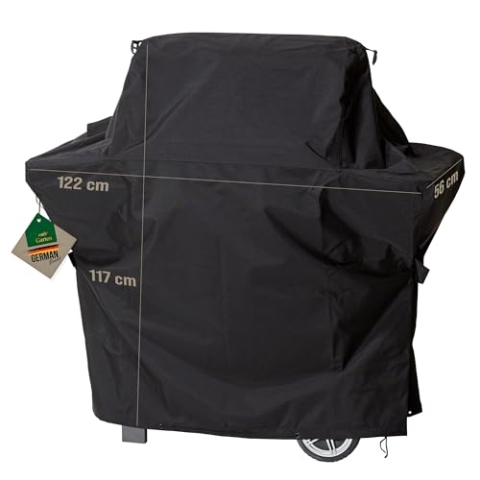 Mehr Garten Grillabdeckung wetterfest Trapezform, 122x56x117 cm, schwarz, Oxford 600D Gewebe, Gasgrill Abdeckung wasserdicht und UV-beständig, Grill Abdeckhaube