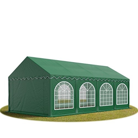 TOOLPORT Festzelt Partyzelt 4x8 m Premium, hochwertige PVC Plane 750 N in dunkelgrün 100% wasserdicht mit Bodenrahmen