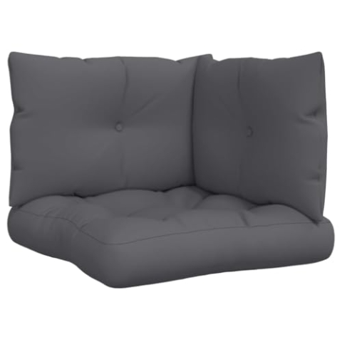 vidaXL Palettenkissen 3-TLG., Palettenpolster für Europaletten, Palettensofa Kissen Indoor Outdoor, Palettenauflage Sitzkissen Rückenkissen Seitenkissen, Anthrazit Stoff