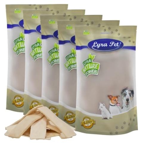 Lyra Pet® 5 kg Kauchips aus Büffelhaut | Naturbelassener Kausnack zahnreinigend | Langer Kaugenuss | Proteinhaltiges Leckerli für alle Hunde | Fettarmes Hundefutter | Nährstoffreich