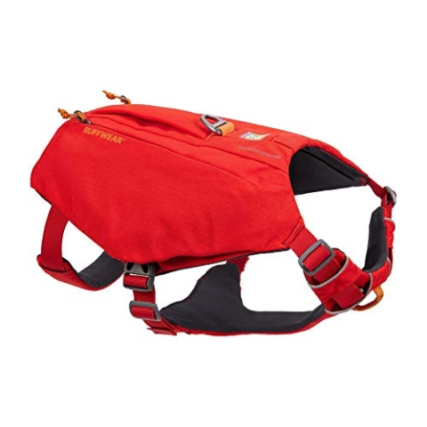 RUFFWEAR Hundegeschirr mit Taschen, Switchbak, Ganztägiger Komfort mit Eingebauten Taschen Für Kurze Tagesausflüge und Alltägliche Aktivitäten, Große bis Sehr Große Hunderassen, Red Sumac