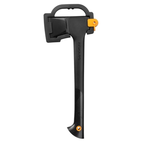 Fiskars Spaltaxt, Solid, Mit Klingen- und Transportschutz, Antihaftbeschichtet, Hochwertige Stahl-Klinge/Glasfaserverstärkter Kunststoff-Stiel, Schwarz/Orange, A11, Länge: 49 cm, 1,1 kg, 1051086