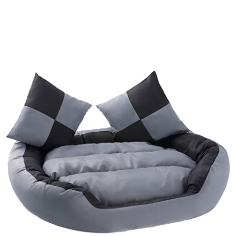 PETSTUFF Hundebett Wendefunktion wasserabweisend abwaschbar, Farb- und Größenwahl, grau/schwarz, M