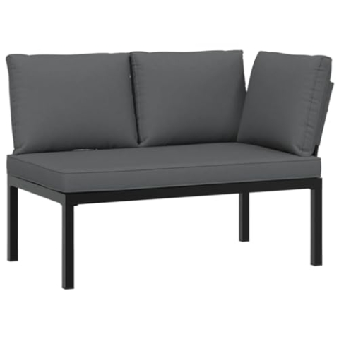 vidaXL Gartenbank mit Kissen Schwarz Aluminium, Bank, Parkbank, Outdoor Bank, Außenbank, Terrassenbank, Garten Sitzbank, Sitzbank, Outdoor Sitzbank