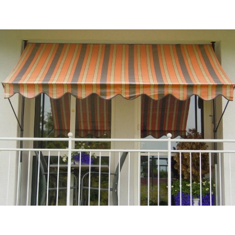 Angerer Freizeitmöbel GmbH Klemmmarkise Standard - Markise für Sonnenschutz - Montage ohne Bohren und Dübeln - ideale Balkonmarkise für Mietwohnungen (Orange-Beige, 300 cm)