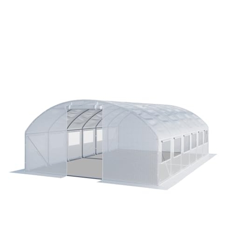 TOOLPORT Foliengewächshaus Gewächshaus 4x6m stabil & langlebig mit Fenster - reißfeste PE Plane 180g/m² weiß transparent